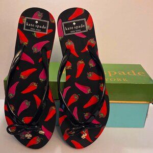 Kate Spade New York Chili Pepper Print Flip Flops Size 9